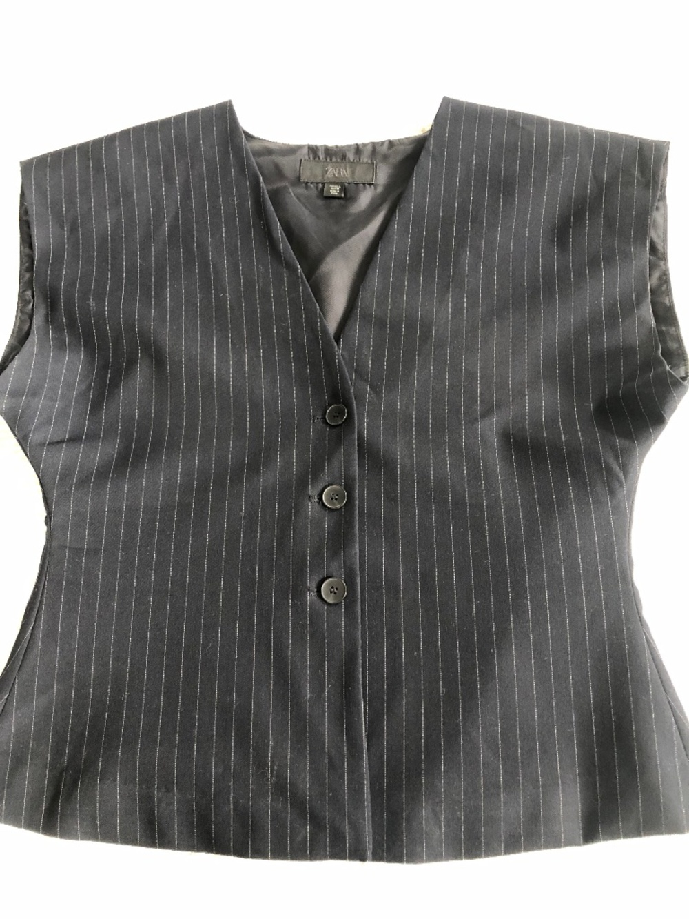 New Without Tags Zara Black Pinstriped Cut Off Vest Size L